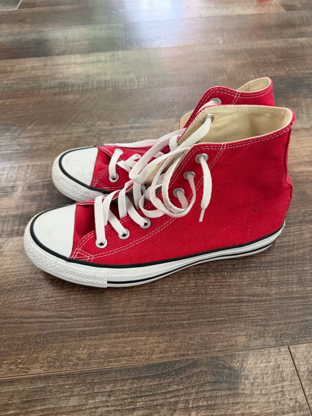 Converse Red High-Top Canvas Sneakers with White Laces